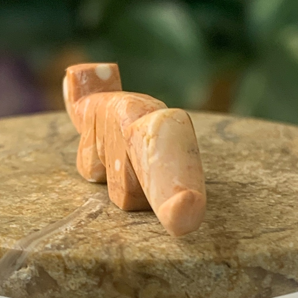 Native American Zuni Hand Carved Wolf Fox Fetish Bead Stone Animal Vintage 1.2" - Picture 6 of 13